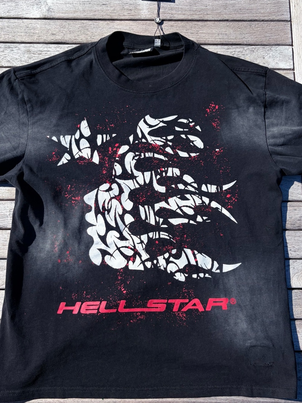 Black Short-Sleeve Graphic Tee with White Tribal Eagle